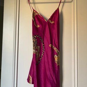 Pink Silk Tank Top with Cheetahs